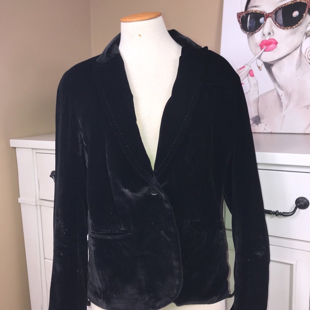 Lucky Brand Black Silk Velour Blazer